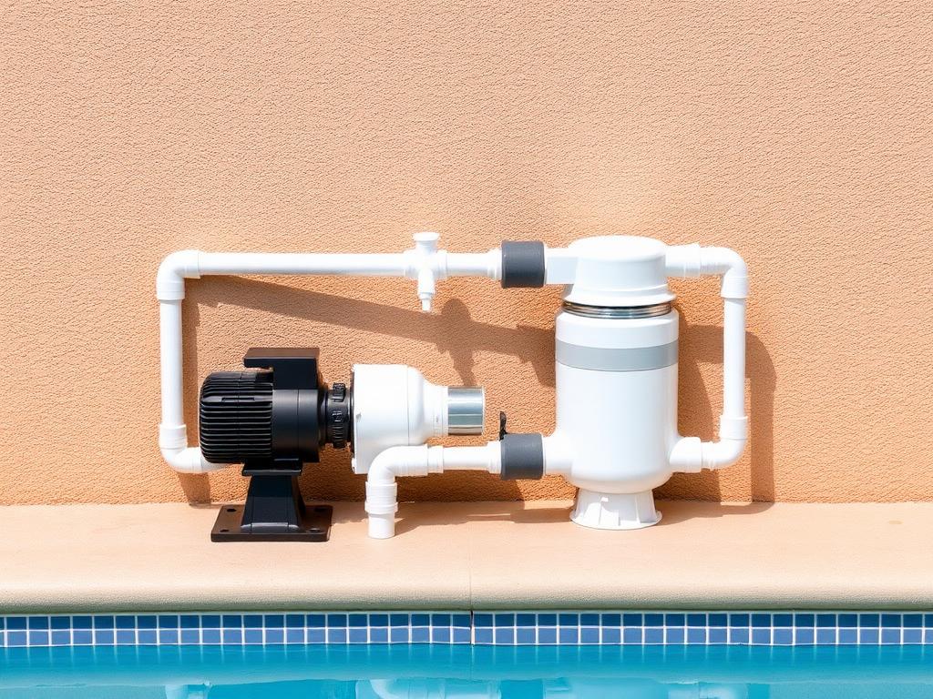 New pool equipment pad with pump and filter